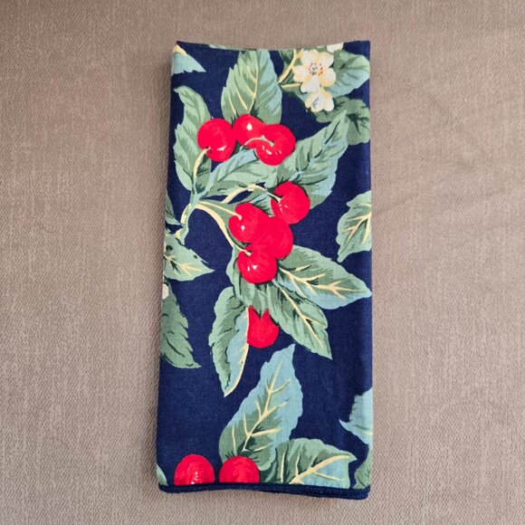 Now Designs Blue Floral Cherry Cotton Table Napkins Set of 6 - Picture 5 of 6